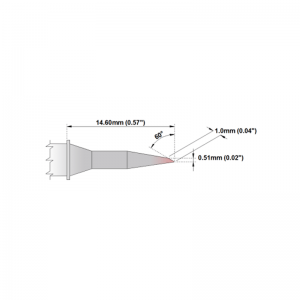 M6LR400 Thermaltronics soldering tip Bevel 60° Long Reach 1.0mm STTC-046