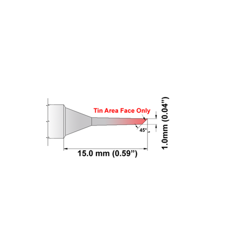 S80BVF010 Thermaltronics Soldering Tip Bevel 60° 1.00mm