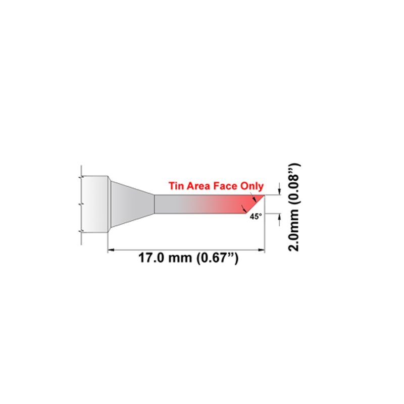 S80BVF020 Thermaltronics Soldering Tip Bevel 45° 2.00mm