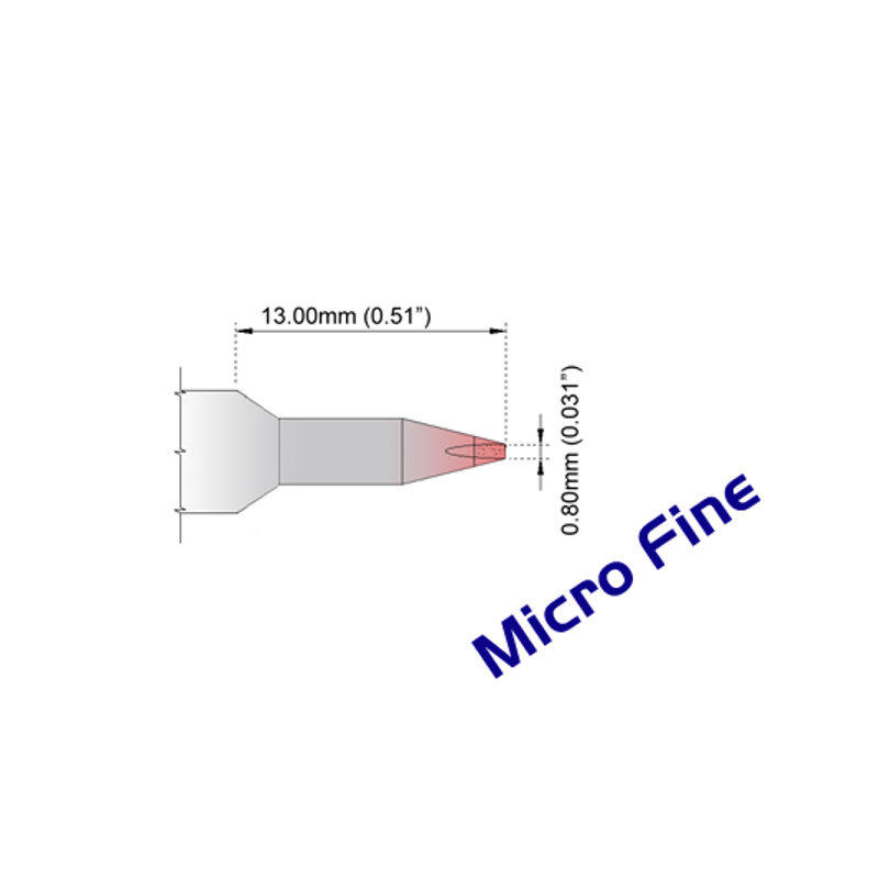 S80CH008 Thermaltronics Soldering Tip Chisel 30° 0.8mm