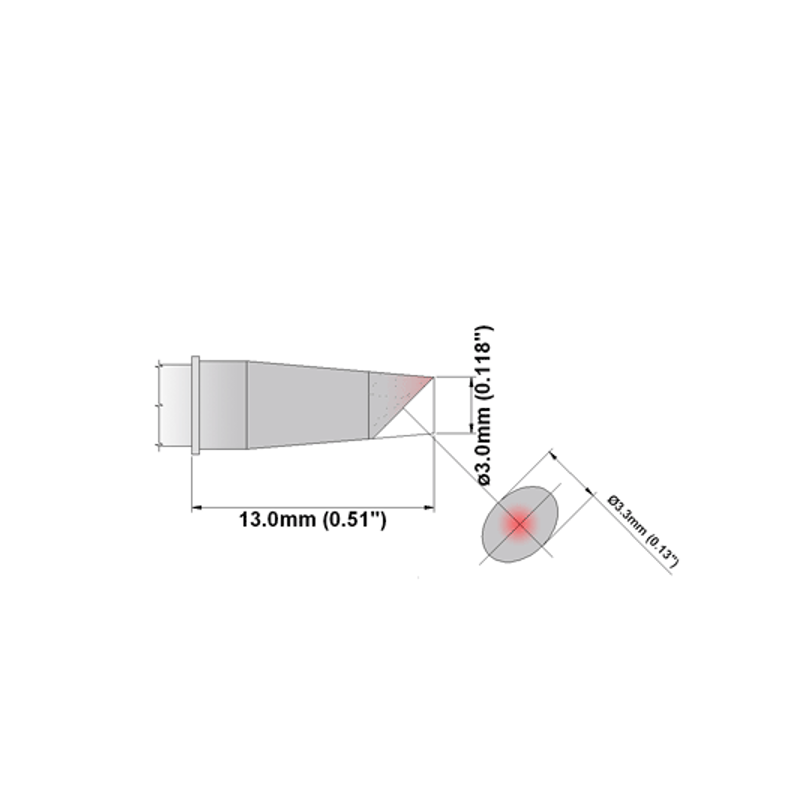 M8BV030 Thermaltronics soldering tip Bevel 45° 3.00mm