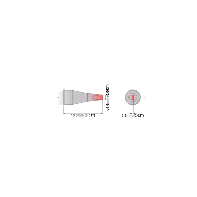 M8CH016 Thermaltronics soldering tip Chisel 30° 1.60mm